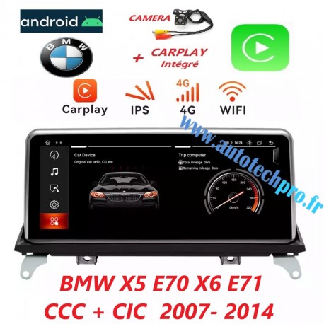 Ecran GPS WAZE CARPLAY WIFI ANDROID USB Bluetooth pour  BMW X6/X5 E71/E70 (CIC/CCC)