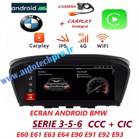 Ecran Multimédia Carplay Android BMW SERIE 3/5/6 (E60/E61/E63/E64-E90/E91/E93/E94) CCC-CIC Gps waze-Bluetooth-USB-wifi