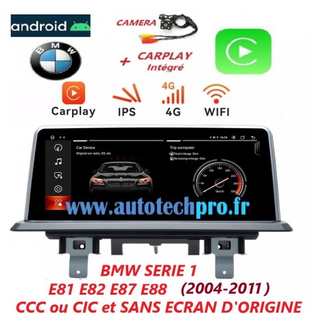 Ecran Android 12 Carplay/ Android Auto- Bluetooth- WIFI-Usb  BMW SERIE 1 CCC / CIC (E81/E82/E87/E88)