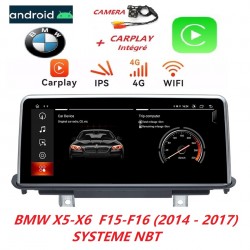 Ecran Multimédia Carplay Android 12 BMW X5-X6 (F15- F16) Système NBT (2014-2017) Gps waze-Bluetooth-USB-wifi-4G