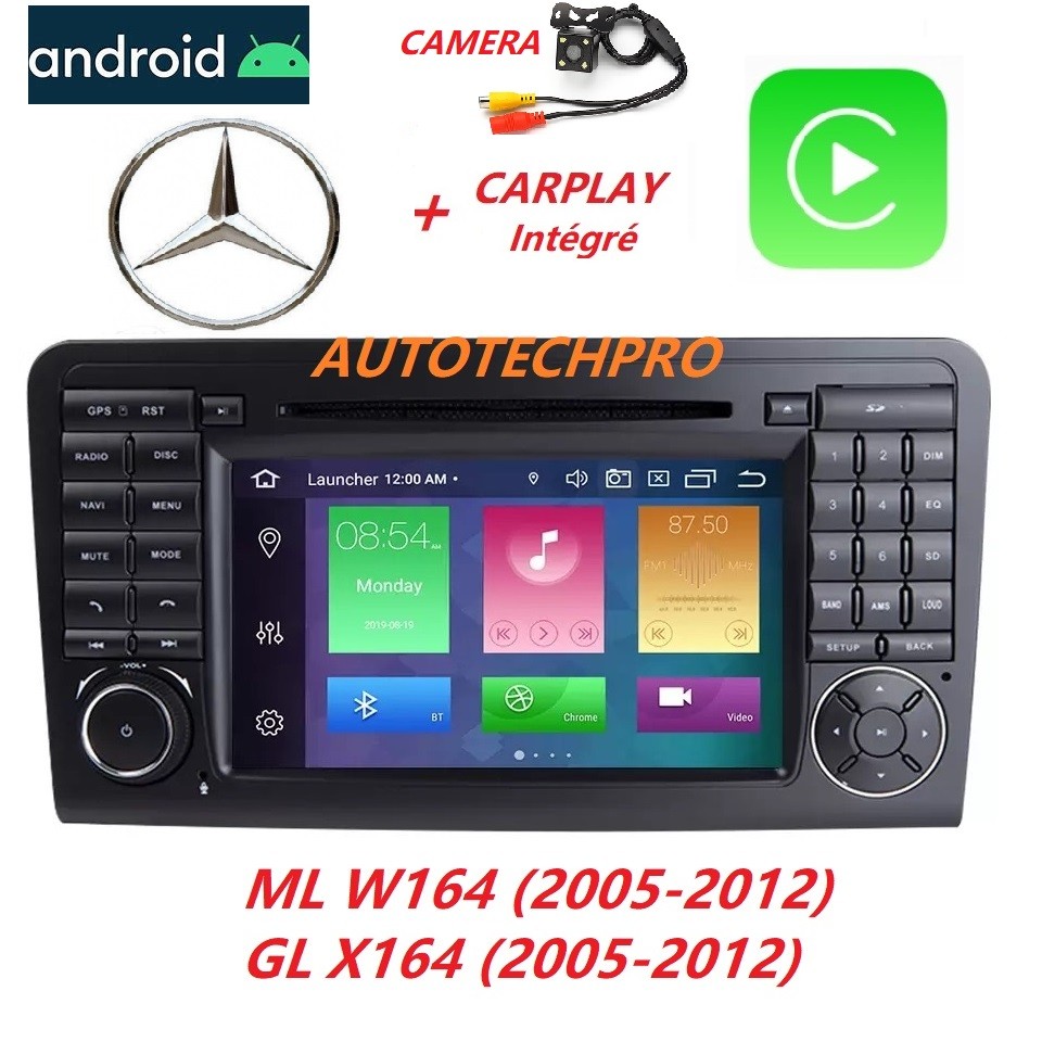 Autoradio Android multimédia CARPLAY Gps bluetooth usb Mercedes ML/GL (  W164/X164 ) + Caméra + Microphone - AUTOTECH PRO